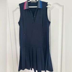 G/FORE Navy Polo with Striped Collar